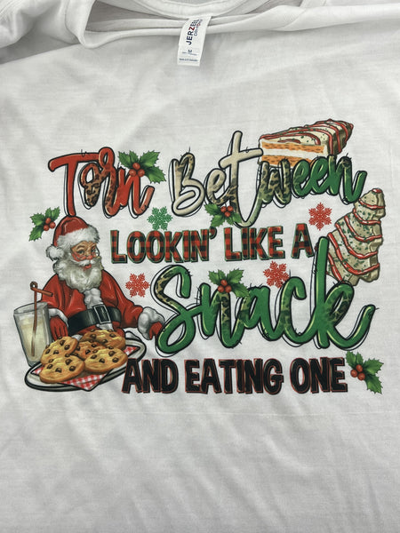 Christmas, T-Shirt, Torn between looking like a snack and Eating one Santa