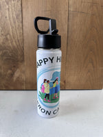 Happy Hikers Waterbottle, Black flip up top