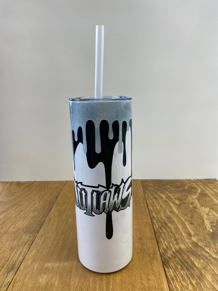 Cup, with Straw, Metal , Outlaws  CUSTOM Name and Number